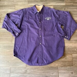 K-State Kansas Wildcats Purple Button Down Shirt Long Sleeve Embroidered Mens XL